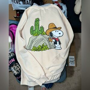 Peanuts Cream Snoopy Cowboy Theme Sweatshirt